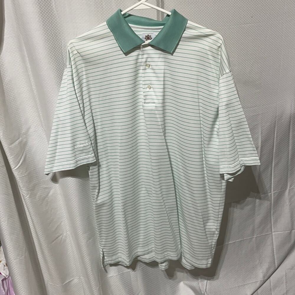 Ben Hogan L white sage green polo 💯cotton euc